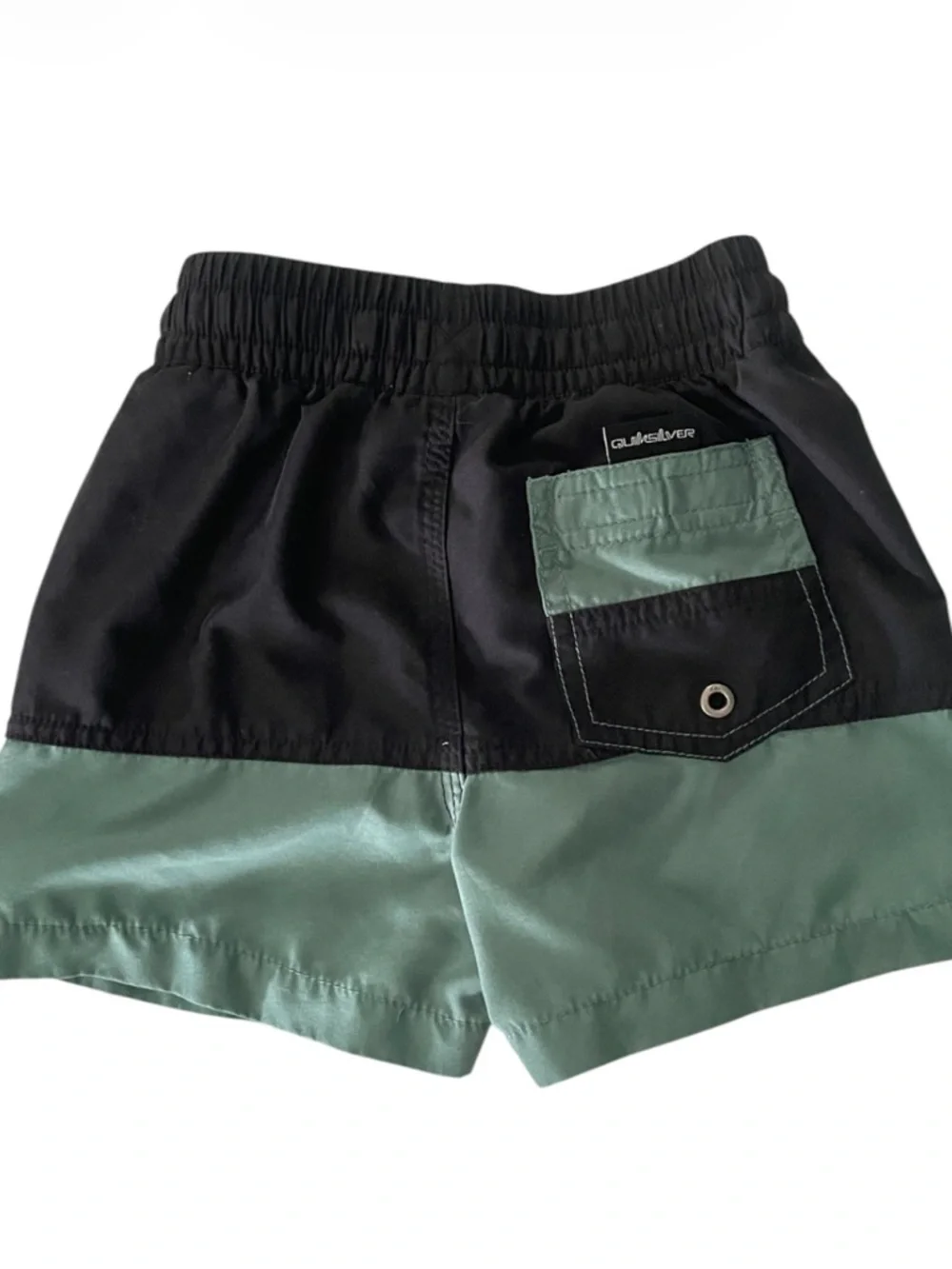 Quiksilver Black and Sage Green Colorblock Swim Shorts